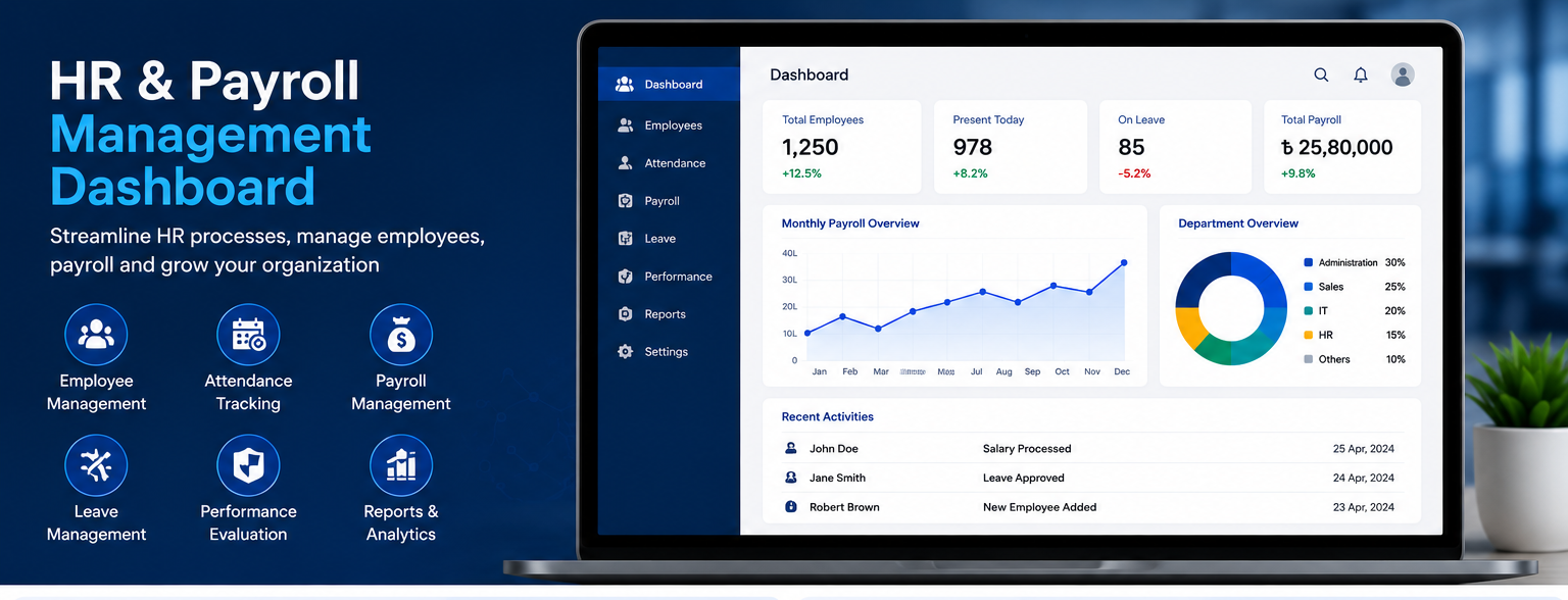 Smart HR and Payroll Management Software dashboard