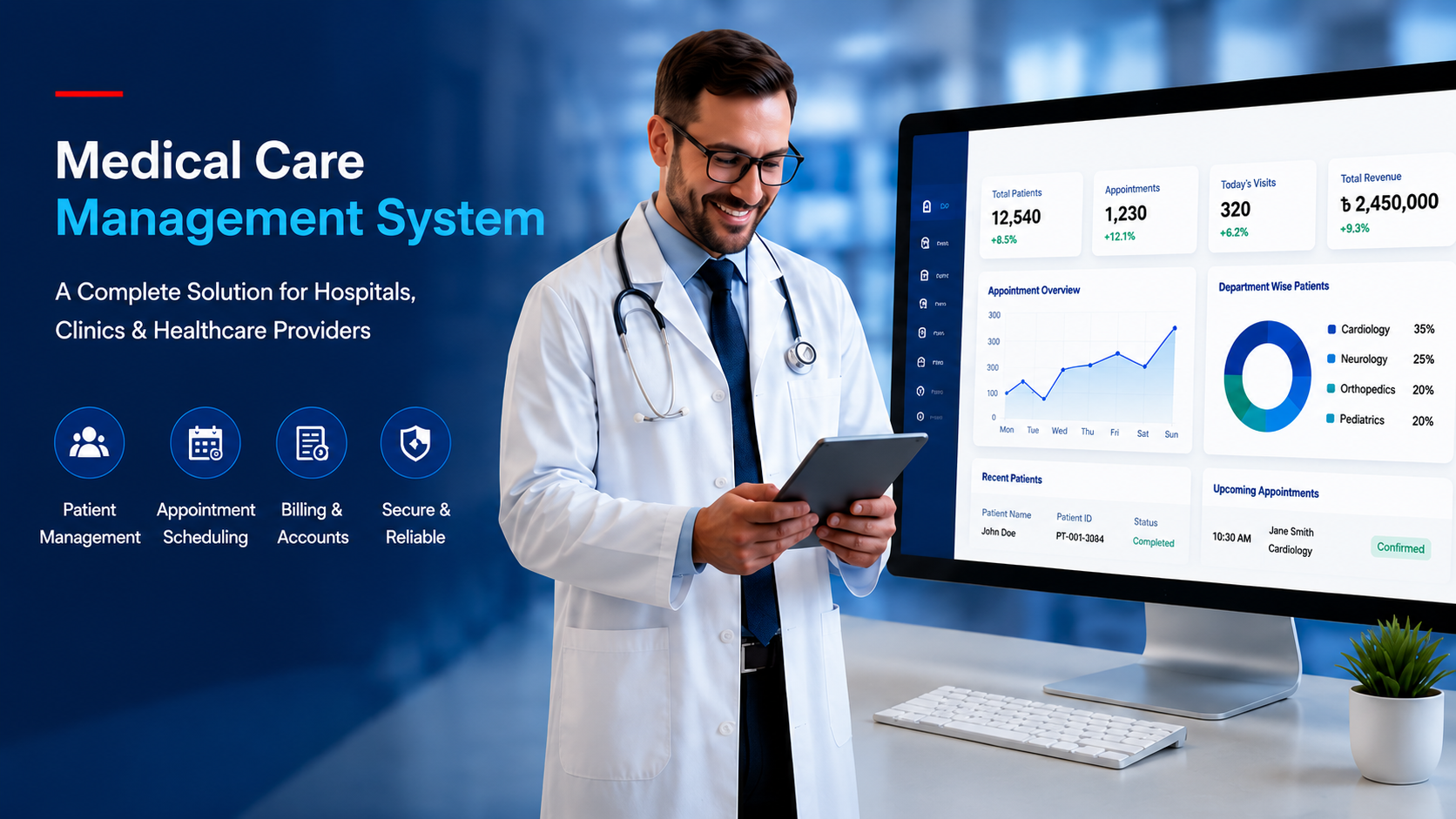 Smart Medical Care healthcare management software dashboard